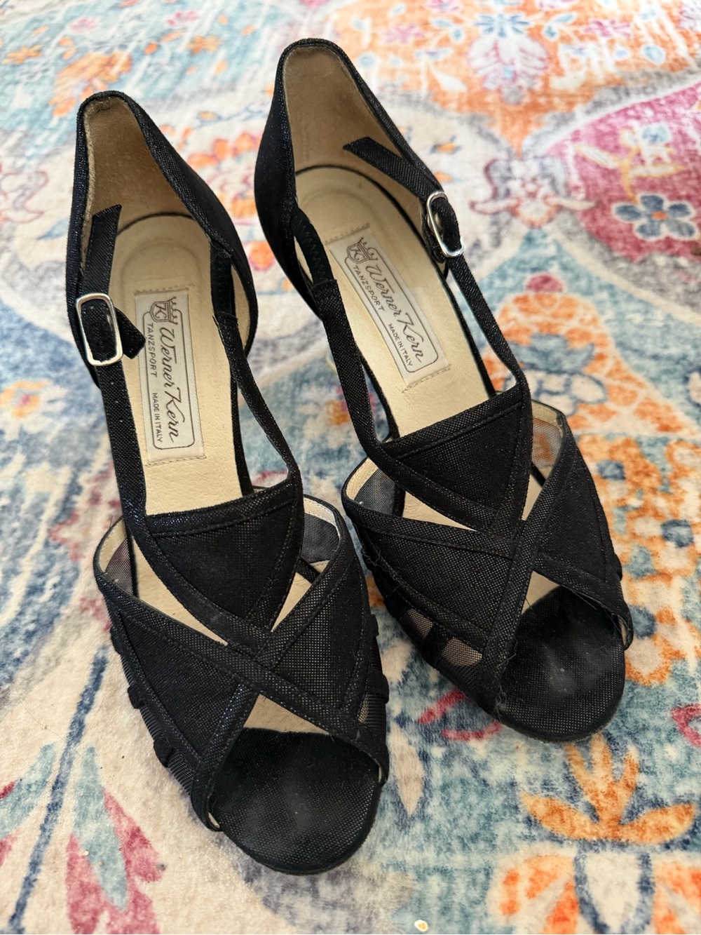 Werner Kern Open Toe Latin Ballroom Dance Shoes, Black 2.5" Heel * UK  5.5